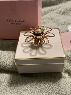 kate spade light pink and gold floral jewelry box